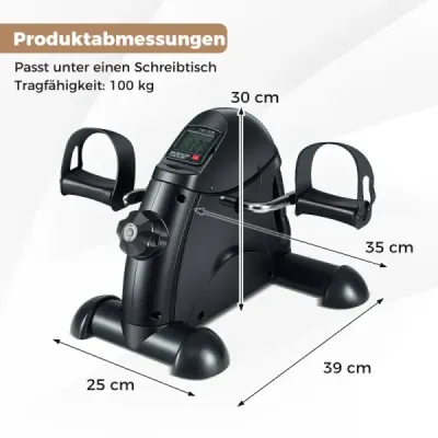 Mini pedálový trenažér s LCD displejom, prenosný domáci trenažér na tréning rúk a nôh, čierny