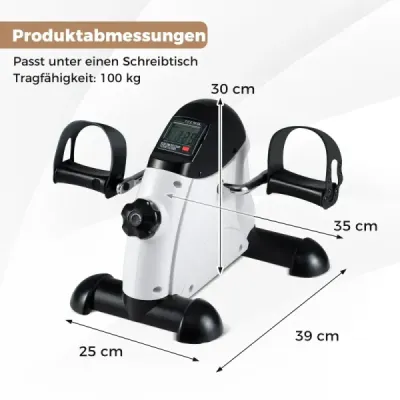 Mini pedálový trenažér s LCD displejom, prenosný domáci trenažér na tréning rúk a nôh, biely