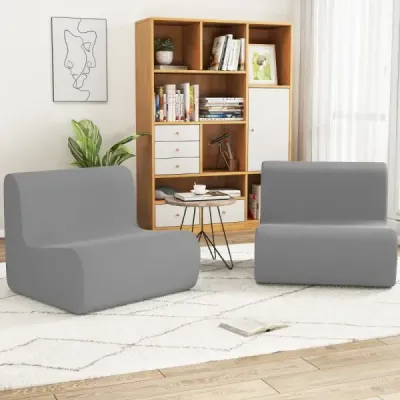 Sedací vak, pohodlná rozkladacia pohovka s mäkkým zamatom a ergonomickou oporou, pohodlné kreslo na čítanie pre jednu osobu, sivá