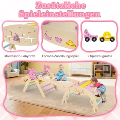 Trojuholníková sada 8 v 1 skladacia lezecká hračka Montessori drevená lezecká súprava Lezecký rám pre deti Macaron