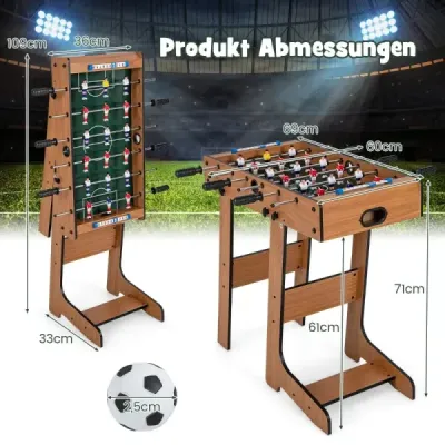 Stolný futbal Priestorovo úsporný futbalový stôl s robustnou rukoväťou 33 x 36 x 109 cm prírodný