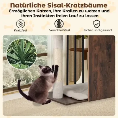 Škrabadlo pre mačky so škrabadlami, 4 plošinami, loptičkami a odnímateľným vankúšom, 112 cm