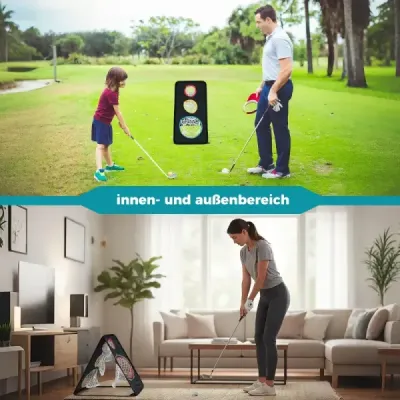 Obojstranná golfová sieťka na odpaľovanie striel s 5 otvormi na terče, trojuholníkovou štruktúrou a oxfordskou tkaninou.