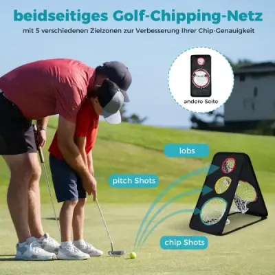 Obojstranná golfová sieťka na odpaľovanie striel s 5 otvormi na terče, trojuholníkovou štruktúrou a oxfordskou tkaninou.