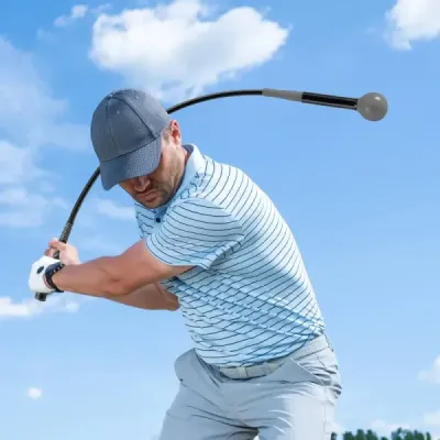 Pomôcka na trénovanie golfového švihu 100 cm golfová tréningová pomôcka so záťažovou hlavou na rytmus úchopu flexibilitu rovnováhu šedá