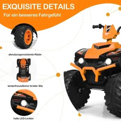 12V elektrická detská štvorkolka so svetlometom Mini elektrická štvorkolka s hudbou a klaksónom Detské auto oranžové