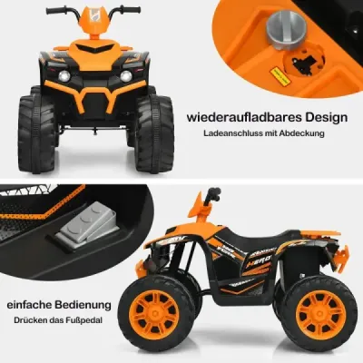 12V elektrická detská štvorkolka so svetlometom Mini elektrická štvorkolka s hudbou a klaksónom Detské auto oranžové