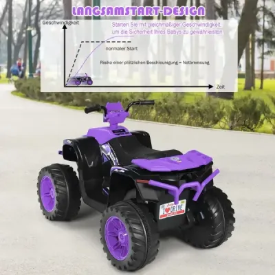 12V elektrická detská štvorkolka so svetlometom Mini elektrická štvorkolka s hudbou a klaksónom Fialová