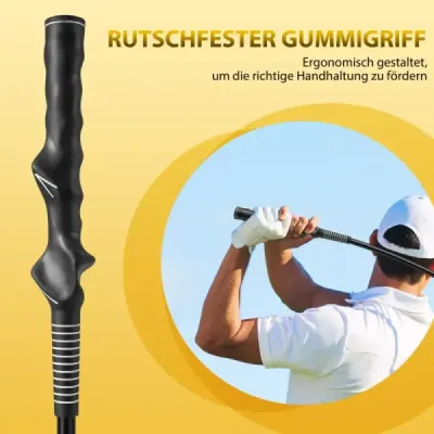 Pomôcka na trénovanie golfového švihu 80 cm tréningová pomôcka so záťažovou hlavou na rytmus úchopu flexibilitu rovnováhu žltá