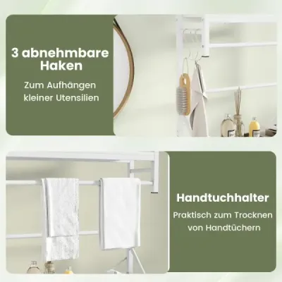 3-poschodová WC polica Úspora miesta v kúpeľni nad WC 64 x 24 x 162 cm Biela