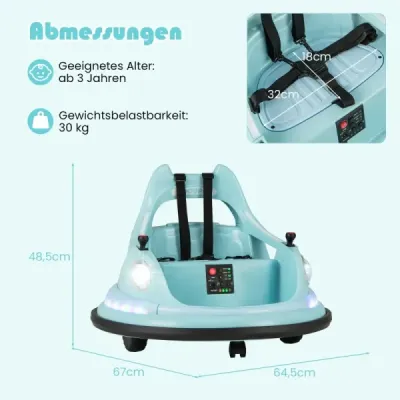 Detské elektrické odrážadlo na batérie 12V s diaľkovým ovládaním a dvojitými joystickmi 360° rotácia Modrá