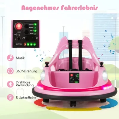 Detské elektrické odrážadlo na batérie 12V s diaľkovým ovládaním a dvojitými joystickmi 360° rotácia Ružová