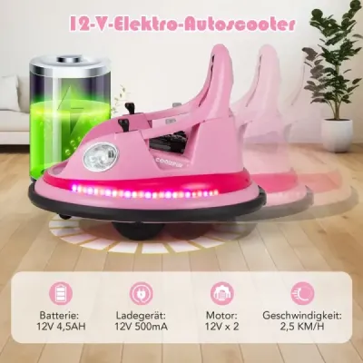Detské elektrické odrážadlo na batérie 12V s diaľkovým ovládaním a dvojitými joystickmi 360° rotácia Ružová