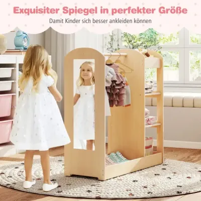 Šatníková skriňa pre deti Kostýmová skriňa pre deti so zrkadlom 93,5 x 38 x 100 cm Príroda