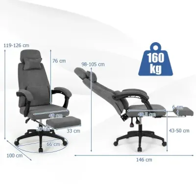 Ergonomická kancelárska stolička s výsuvnou opierkou nôh a nastaviteľným operadlom