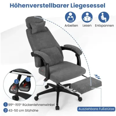 Ergonomická kancelárska stolička s výsuvnou opierkou nôh a nastaviteľným operadlom