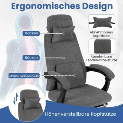 Ergonomická kancelárska stolička s výsuvnou opierkou nôh a nastaviteľným operadlom