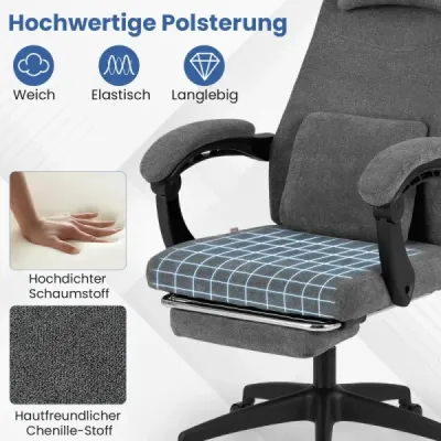 Ergonomická kancelárska stolička s výsuvnou opierkou nôh a nastaviteľným operadlom