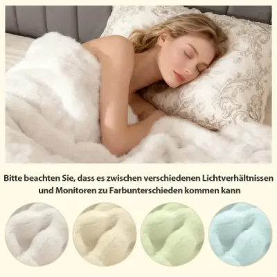 Luxusná deka z umelej kožušiny Fluffy Plush Rabbit Fur Bubble Blanket Beige 153 x 203 cm