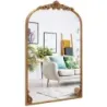 Nástenné zrkadlo Golden tradičné vintage barokové zrkadlo s kovovým rámom starožitné oblúkové zrkadlo 90 cm x 61 cm