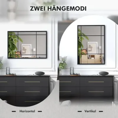 Obdĺžnikové nástenné zrkadlo s kovovým rámom Dekoratívne závesné zrkadlo Dekoratívne zrkadlo 100 x 70 cm