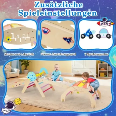 Súprava 9 v 1 Montessori lezecký rám s lezeckým oblúkom a lezeckým lanom a rebríkom Drevený lezecký trojuholník Farebné