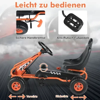 Motokára s nastaviteľným sedadlom a ručnou brzdou Šlapacie auto s nosnosťou do 30 kg Šlapacia motokára Orange