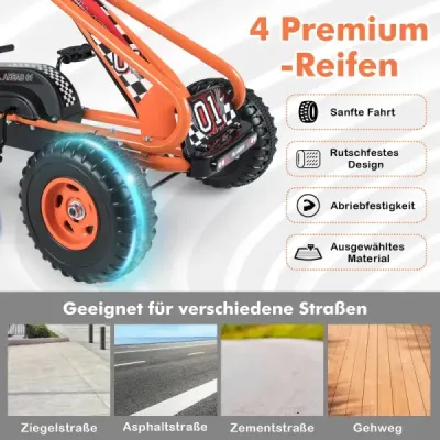 Motokára s nastaviteľným sedadlom a ručnou brzdou Šlapacie auto s nosnosťou do 30 kg Šlapacia motokára Orange