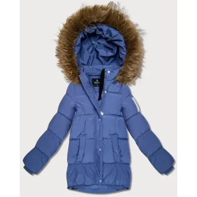 Dámska bunda s kapucňou modrá MODA60612