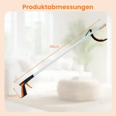 4 extra dlhé 88 cm záhradné drapáky a tyč na zber odpadkov Svetlý hliníkový pazúr strieborný