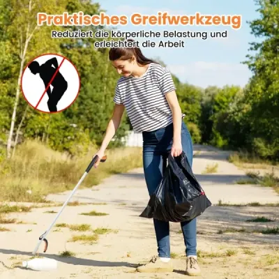 4 extra dlhé 88 cm záhradné drapáky a tyč na zber odpadkov Svetlý hliníkový pazúr strieborný