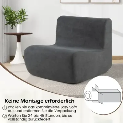 Sedací vak, pohodlná rozkladacia pohovka s mäkkým zamatom a ergonomickou oporou, pohodlné kreslo na čítanie pre jednu osobu, sivá