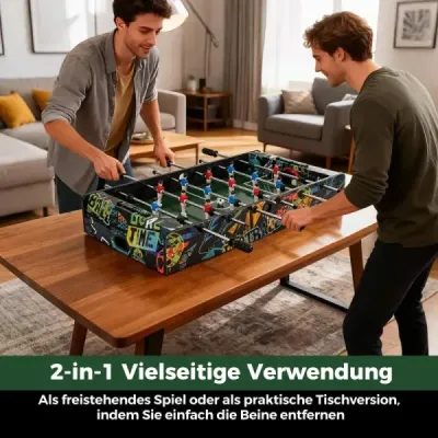 Mini stolný futbal 2 v 1 s odnímateľnými nohami pre stolný futbal s 2 loptičkami čierna