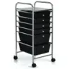 Vozík so 6 stohovateľnými zásuvkami a kovovým rámom a policou čiernej farby