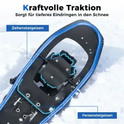 Snežnice s lezeckou pomôckou vrátane trekingových palíc a prenosnej tašky, veľkosť topánok 35-45, do 90 kg, modré