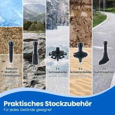 Skladacie trekingové palice s rýchloupínacím mechanizmom, turistické palice pre výšku 166-195 cm, modré