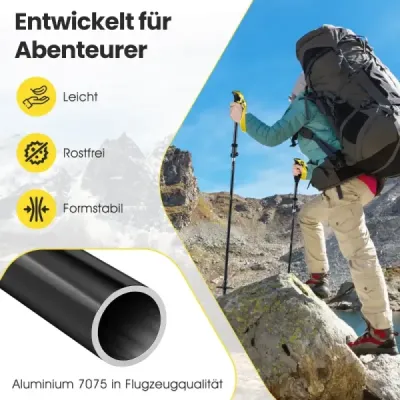 Skladacie trekingové palice s rýchloupínacím mechanizmom, turistické palice pre výšku 166-195 cm, žlté