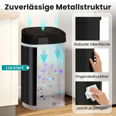58l automatický odpadkový kôš so senzorom a dvojitou zónou, inteligentný odpadkový kôš, čierny