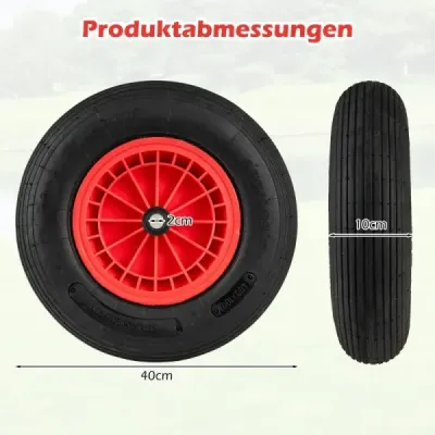 Koleso na fúrik 4.80/4.00-8 Ø 400 mm pevné gumové koleso na nákladné auto s nosnosťou do 250 kg čierne