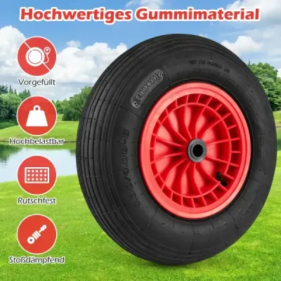 Koleso na fúrik 4.80/4.00-8 Ø 400 mm pevné gumové koleso na nákladné auto s nosnosťou do 250 kg čierne