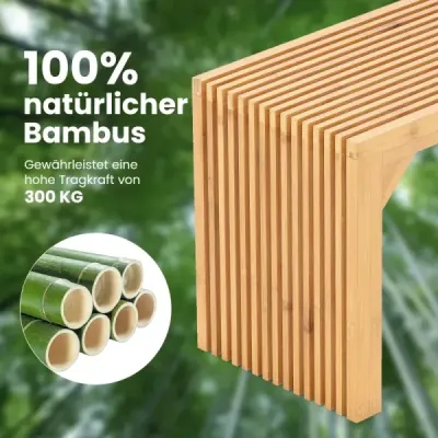 Bambusová lavica pre 2 osoby, farmársky štýl, moderná lavica bez operadla, nosnosť do 300 kg