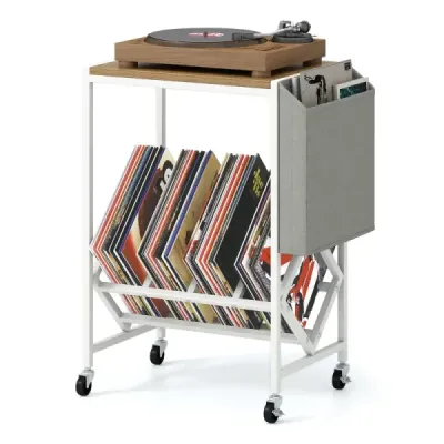 Stojan na gramofónové platne Stolík na vinylové platne s držiakom na vinyly a časopisy Príroda