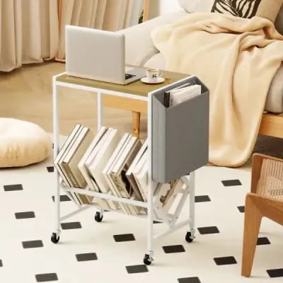 Stojan na gramofónové platne Stolík na vinylové platne s držiakom na vinyly a časopisy Príroda