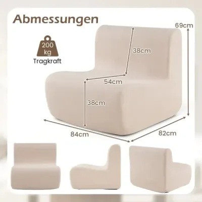 Stojacia stolička s operadlom, mäkkým zamatom a ergonomickou oporou, béžová.