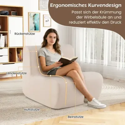 Stojacia stolička s operadlom, mäkkým zamatom a ergonomickou oporou, béžová.