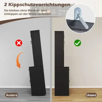 Drevená kuchynská skrinka s ratanovými dvierkami a 2 zásuvkami a 2 portami USB Bufetová skrinka čierna
