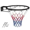 Štandardný basketbalový kôš Ø45 cm so sieťkou, mini basketbalový kôš na montáž na stenu, čierny