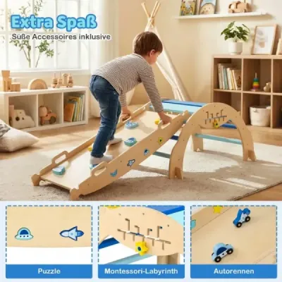 Trojuholníková lezecká súprava s oblúkom, rampou a preliezačkou skladacie gymnastické vybavenie do džungle hračka Montessori