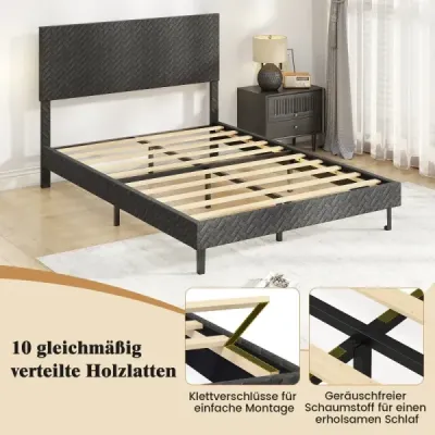 Zamatový rám postele s rozmermi 140 x 200 cm a výškovo nastaviteľným čelom v tvare chevronu. Čalúnený rám postele, sivý.
