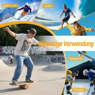 Drevený balančný trenažér so stabilizovaným korkovým valčekom, pokročilý wobble board, skateboard